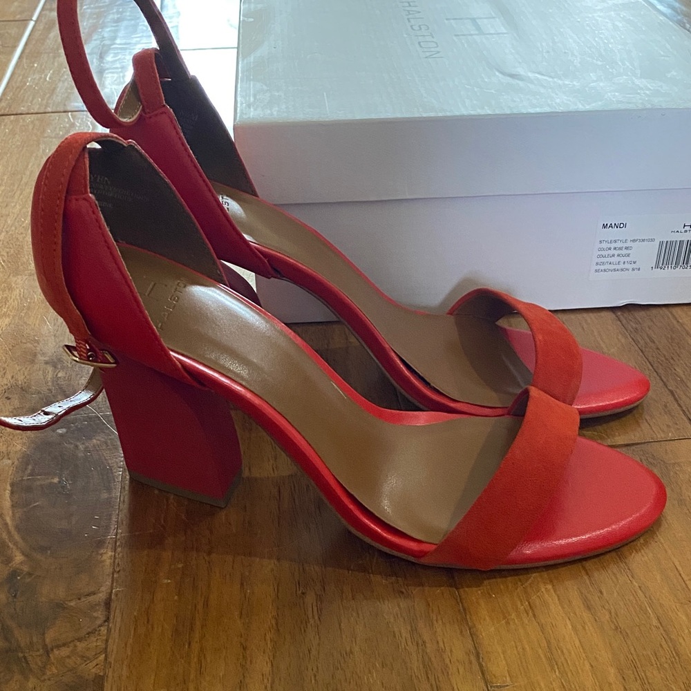 H by Halston Red Block Heel Sandals